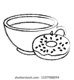 coffee cup with sweet donuts