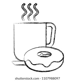 coffee cup with sweet donuts