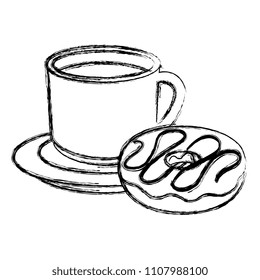 coffee cup with sweet donuts