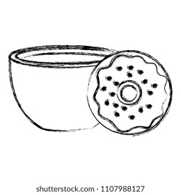 coffee cup with sweet donuts