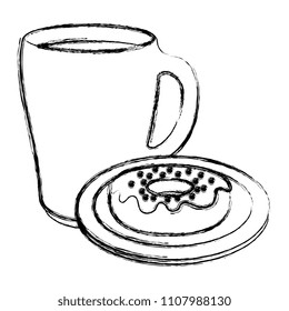 coffee cup with sweet donuts