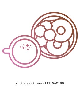 coffee cup with sweet donuts