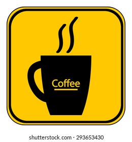 Coffee cup symbol button on white background. Vector illustration.