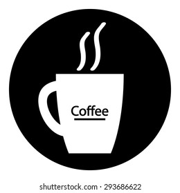 Coffee cup symbol button on white background. Vector illustration.