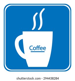 Coffee cup symbol button on white background. Vector illustration.