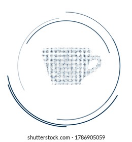 The coffee cup symbol filled with dark blue dots. Vector illustration on white background