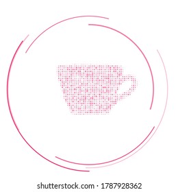 The coffee cup symbol filled with pink dots. Vector illustration on white background
