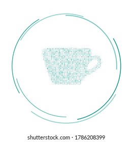 The coffee cup symbol filled with teal dots. Vector illustration on white background