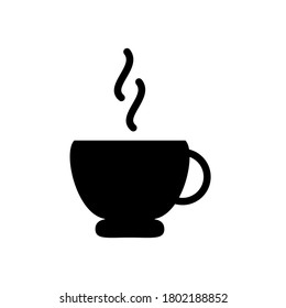 coffee cup symbol flat black line icon, Vector Illustration