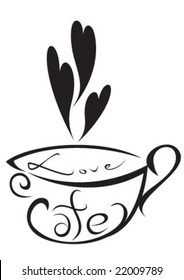 Coffee cup symbol with love symbol