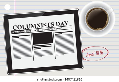 Coffee cup with coffee and tablet for holiday Columnists Day