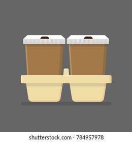Coffee cup take away isolated flat icon. Vector 