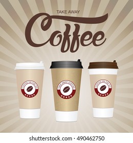 Coffee cup. Take away paper / plastic coffee cup vector illustration. 