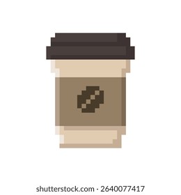 Coffee cup for take away. Vector icon in 8 bit style