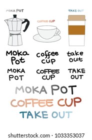 coffee cup take out cafe moka pot