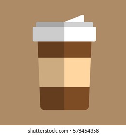 Coffee cup takeaway flat icon vector illustration.