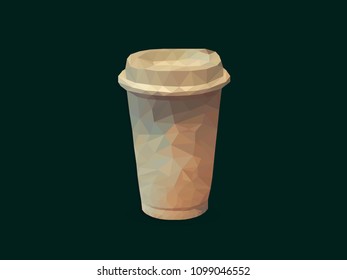 Coffee cup takeaway. Vector illustration. Low poly.