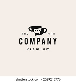 coffee cup talk chat communication forum hipster vintage logo vector icon illustration