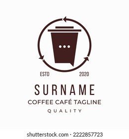 Coffee cup talk mug bubble chat logo vector  icon design