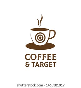 Coffee cup with target graphics on mug logo design