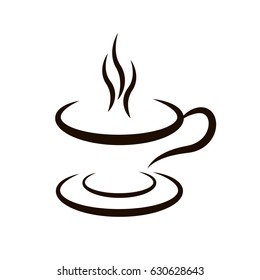 Coffee cup or Tea cup icon. Cup with fragrant coffee for cafe or restaurant design. 