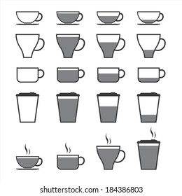 Coffee cup and Tea cup icon set