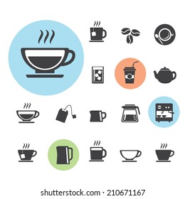 Coffee cup and Tea cup icon set