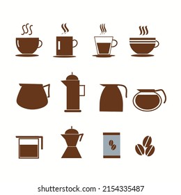 Coffee cup and Tea cup icon set
