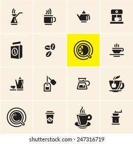 Coffee cup and Tea cup icon set