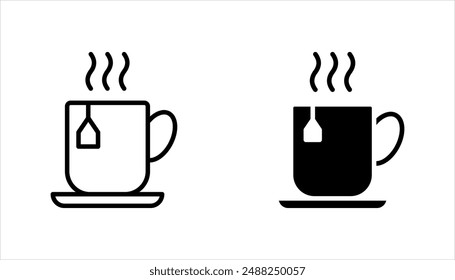 Taza de café y taza de té conjunto de iconos. Ilustración vectorial sobre fondo blanco.