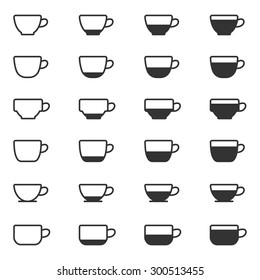 Coffee cup and Tea cup icon set.