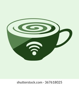  Coffee cup and Tea cup icon set Illustration eps10 with Wi-Fi Icon 