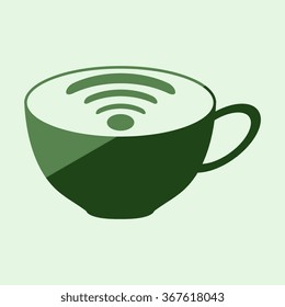  Coffee cup and Tea cup icon set Illustration eps10 with Wi-Fi Icon 