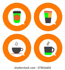 Coffee cup and Tea cup icon set.