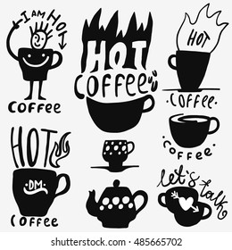 coffee cup and tea cup icon set