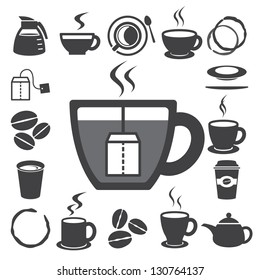 Coffee cup and Tea cup icon set.Illustration eps10