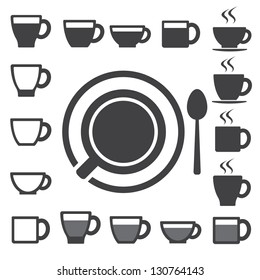 Coffee cup and Tea cup icon set.Illustration eps10