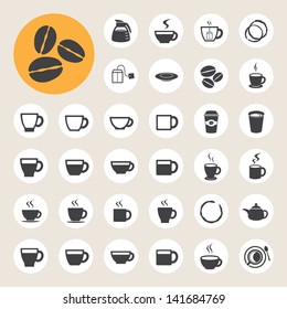 Coffee cup and Tea cup icon set.Illustration eps10