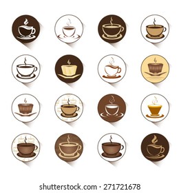 Coffee cup and Tea cup icon set.Illustration 