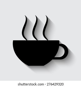 Coffee cup and Tea cup icon set.Illustration eps10  on a grey background