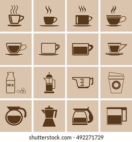 Coffee cup and Tea cup icon set.Illustration 