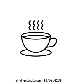 Coffee, cup, tea icon symbol in flat black line style, isolated on white background