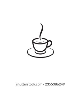 Coffee cup, tea cup icon vector black and white.