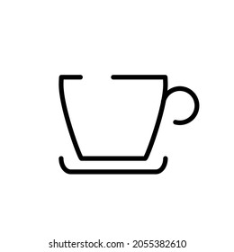 ilustración de línea de icono de taza de café o taza de té en un fondo blanco