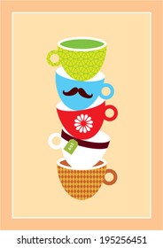 coffee cup and tea cup poster