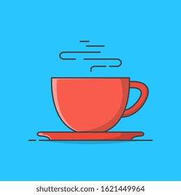 Coffee Cup Or Tea Cup With Saucer Vector Icon Illustration. Vectors Object Ceramic Cup Drink Isolated. Cup Icon