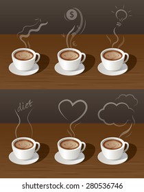 Coffee Cup, Tea with Smoke Ideas Concept