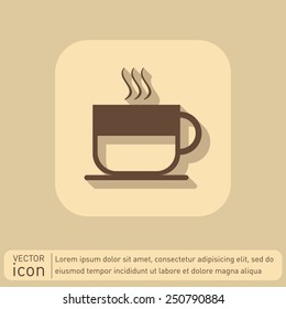 Coffee cup or tea symbol icon. Cup of hot drink sign. Symbol of hot drink . Icon cafe or diner.