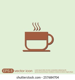 Coffee cup or tea symbol icon. Cup of hot drink sign. Symbol of hot drink . Icon cafe or diner.