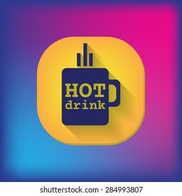 Coffee cup or tea symbol icon. Cup of hot drink sign. Symbol of hot drink . Icon cafe or diner.